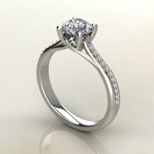 R002 White Gold Round Cut Curly Prong Engagement Ring