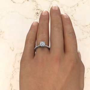 Round Cut Curly Prong Lab Created Diamond Engagement Ring