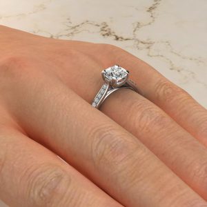 R006 White Gold Tall Cathedral Round Cut Engagement Ring (4)