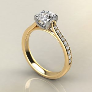 R006 Yellow Gold Tall Cathedral Round Cut Engagement Ring