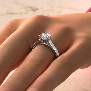 R007 White Gold 6 Prong Cathedral Round Cut Engagement Ring (2)