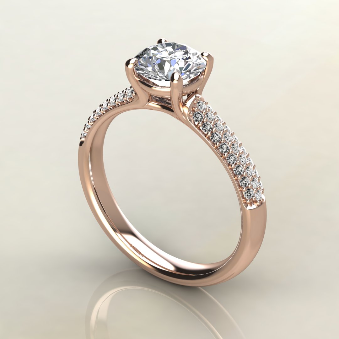 Small Cathedral Round Cut Lab Created Diamond Engagement Ring - Yalish ...
