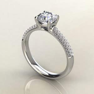 R008 White Gold Small Cathedral Round Cut Engagement Ring