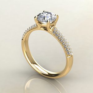R008 Yellow Gold Small Cathedral Round Cut Engagement Ring
