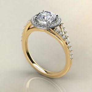 Split Shank Halo Moissanite Round Cut Engagement Ring