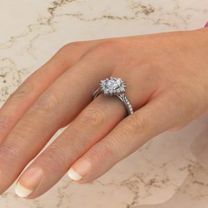 R014 White Gold Graduated Halo Round Cut Engagement Ring (5)