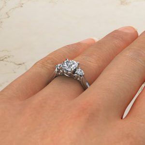 Lab Created Diamond Vintage 3 Stone Round Cut Engagement Ring
