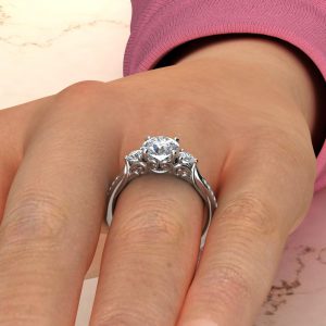 Lab Created Diamond Vintage 3 Stone Round Cut Engagement Ring