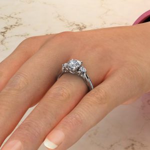 Lab Created Diamond Vintage 3 Stone Round Cut Engagement Ring