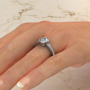 Basel Round Cut Moissanite Engagement Ring