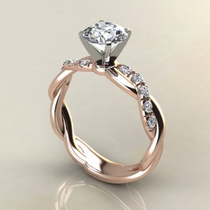 R021 Rose Gold Twist Round Cut Engagement Ring