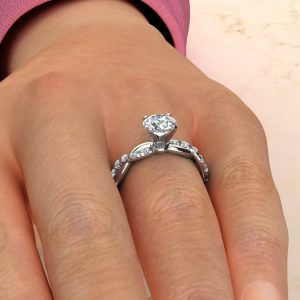Twist Round Cut Moissanite Engagement Ring