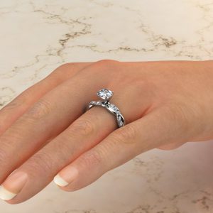 Twist Round Cut Lab Created Diamonds Engagement Ring