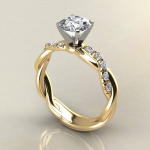 R021 Yellow Gold Twist Round Cut Engagement Ring