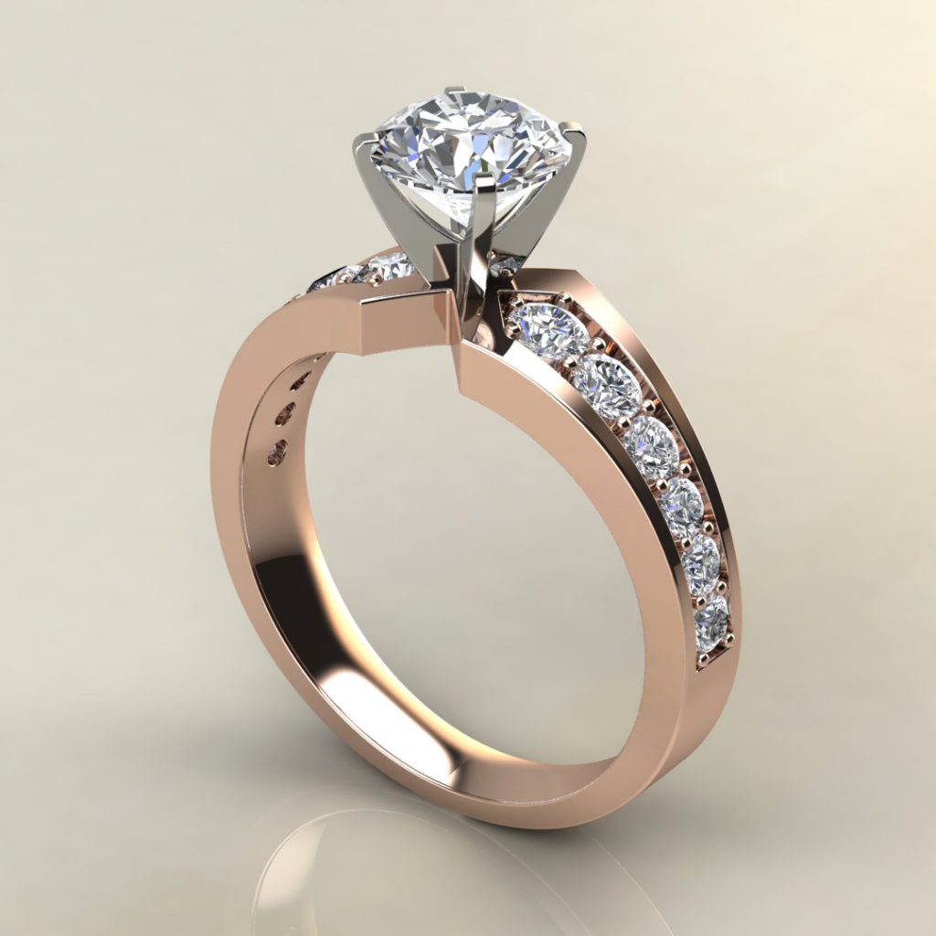 Graduated Round Cut Lab Created Diamond Engagement Ring - Yalish Diamonds