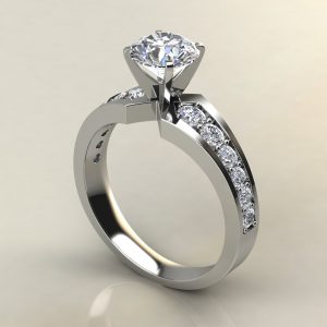 Graduated Round Cut Lab Created Diamond Engagement Ring