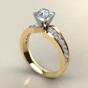 R024 Yellow Gold Graduated Round Cut Engagement Ring
