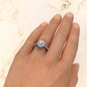 Modern Halo Round Cut Lab Created Diamond Engagement Ring