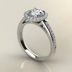 R026 White Gold Modern Halo Round Cut Engagement Ring