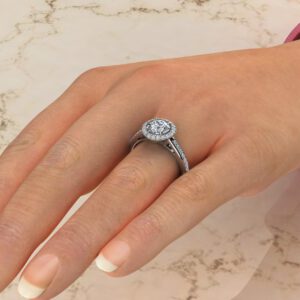 R026 White Gold Modern Halo Round Cut Engagement Ring (5)