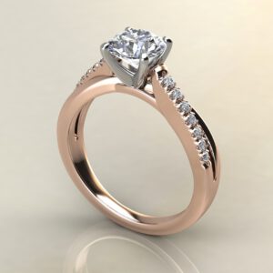 R028 Rose Gold Split Twist Round Cut Engagement Ring