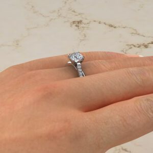 Split Twist Round Cut Lab Created Diamond Engagement Ring
