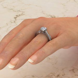 Split Twist Round Cut Moissanite Engagement Ring