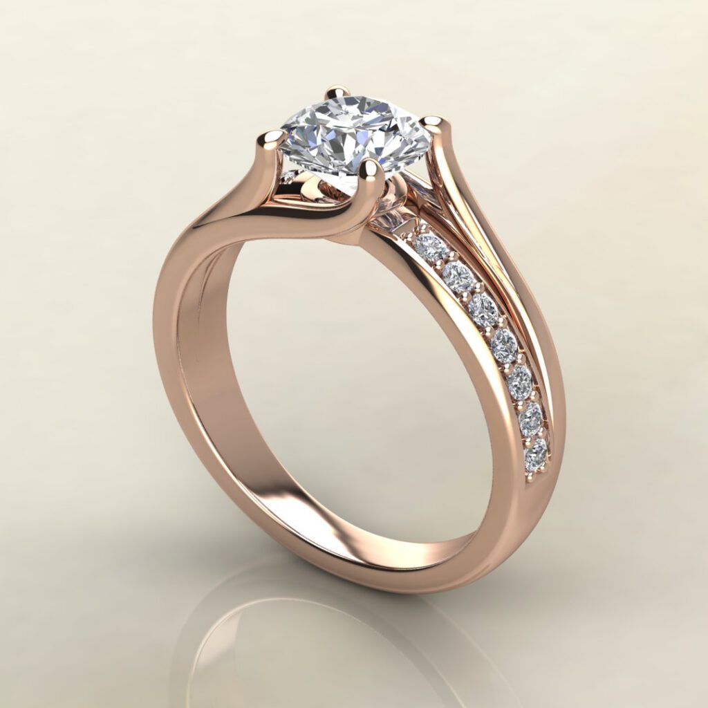 Split & Plain Shank Round Cut Swarovski Engagement Ring - Yalish Diamonds