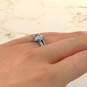 Split & Plain Shank Round Cut Lab Created Diamond Engagement Ring