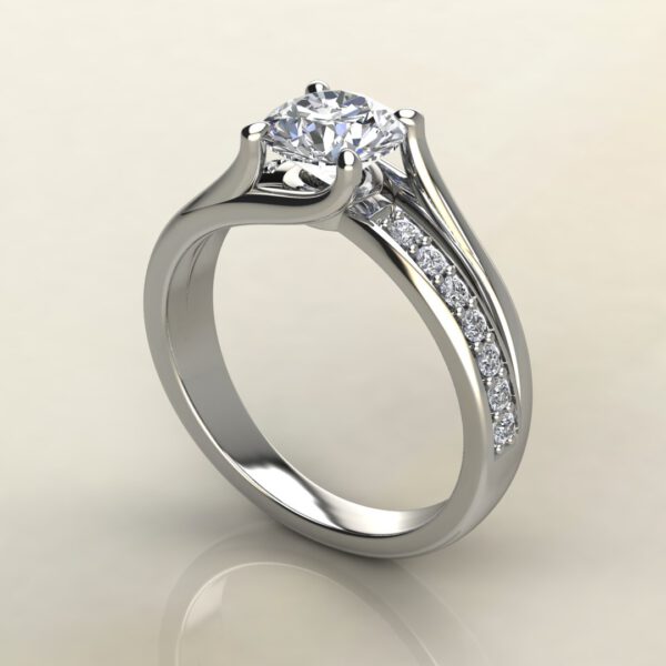 R033 White Gold Split & Plain Shank Round Cut Engagement Ring