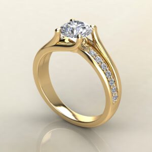 R033 Yellow Gold Split & Plain Shank Round Cut Engagement Ring
