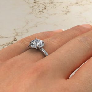 Floral Halo Round Cut Moissanite Engagement Ring