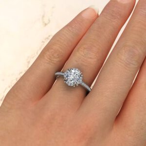 R035 White Gold Floral Halo Round Cut Engagement Ring (4)
