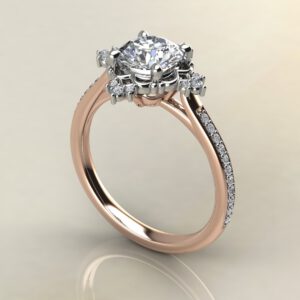 Vintage Halo Round Cut Cathedral Moissanite Engagement Ring
