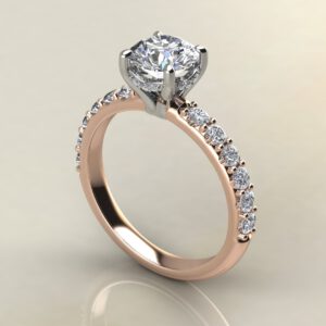 R037 Rose Gold Hidden Halo Round Cut Engagement Ring