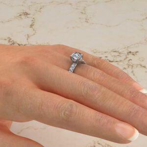 Hidden Halo Round Cut Lab Created Diamond Engagement Ring