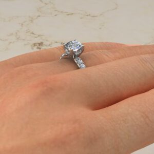 Hidden Halo Round Cut Moissanite Engagement Ring