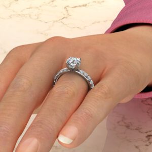 Hidden Halo Round Cut Lab Created Diamond Engagement Ring