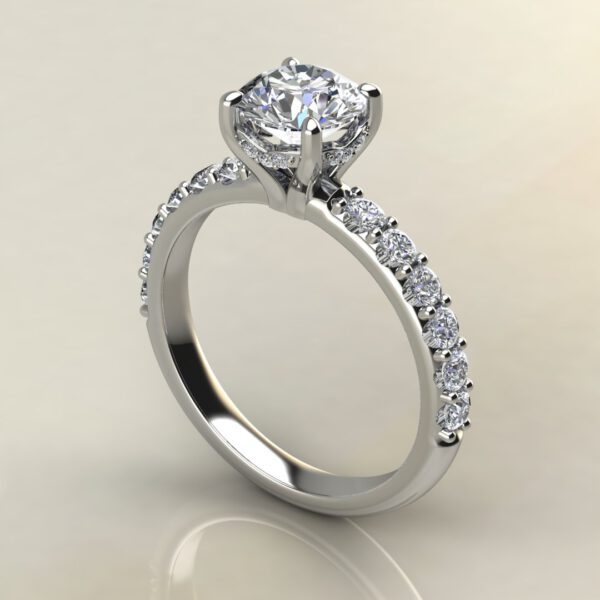 R037 White Gold Hidden Halo Round Cut Engagement Ring