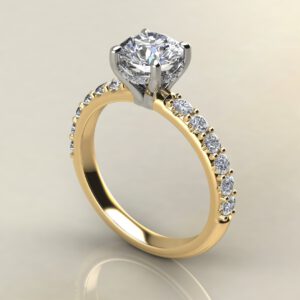 R037 Yellow Gold Hidden Halo Round Cut Engagement Ring