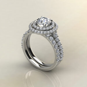 Double Halo Round Cut Lab Created Diamond Engagement Ring