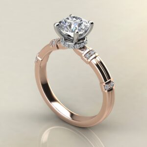 R043 Rose Gold Two-Shank Wraps Style Round Cut Engagement Ring