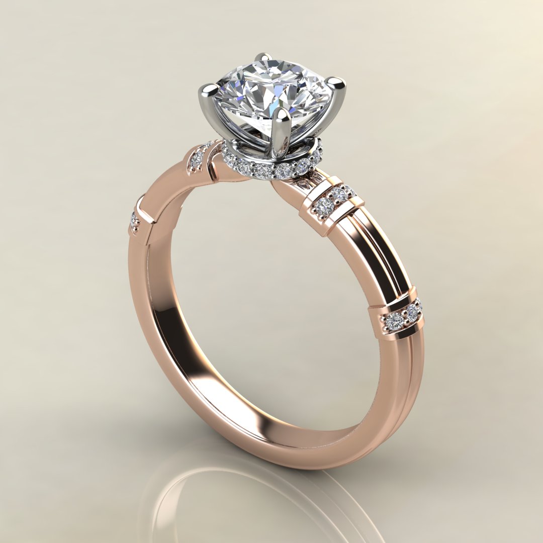 Two-Shank Wraps Style Round Cut Lab Created Diamond Engagement Ring ...