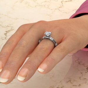 R043 White Gold Two-Shank Wraps Style Round Cut Engagement Ring (5)