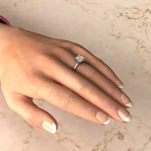 Moissanite Round Cut Solitaire Heart Prong Engagement Ring