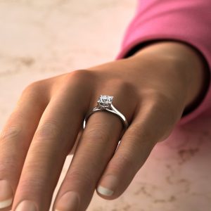 Moissanite Round Cut Curly Prong Solitaire Engagement Ring