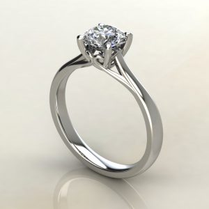 RS002 White Gold Round Cut Curly Prong Solitaire Engagement Ring