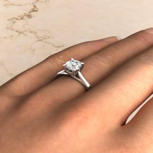 Round Cut Curly Prong Solitaire Lab Created Diamond Engagement Ring