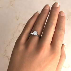 Moissanite Round Cut Curly Prong Solitaire Engagement Ring