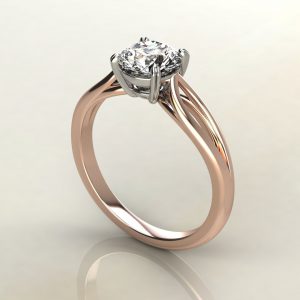 RS003 Rose Gold Double Split Shank Round Cut Solitaire Engagement Ring
